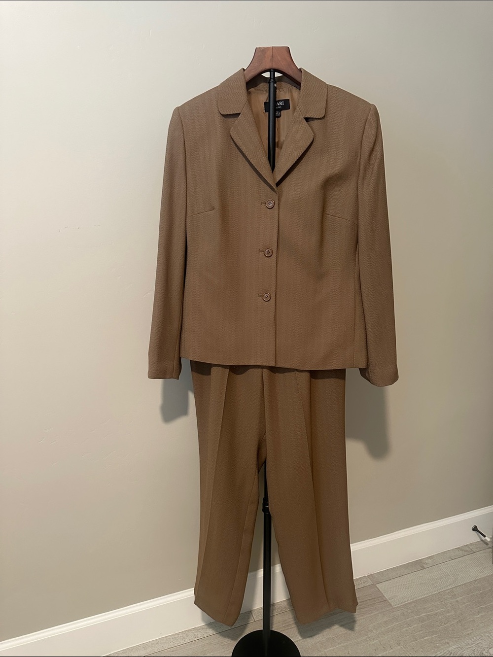 Classic Women's Brown Two-Piece Jacket and Pant Set